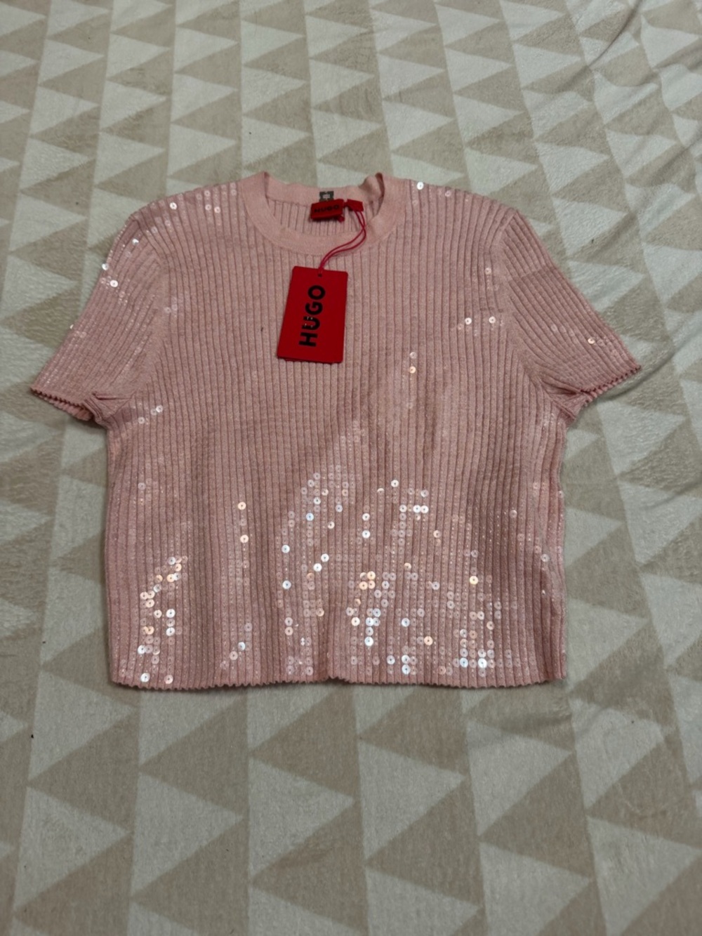 Hugo Ribbed Sweater With Transparent Sequins In Slim Fit - Picture 2 of 4